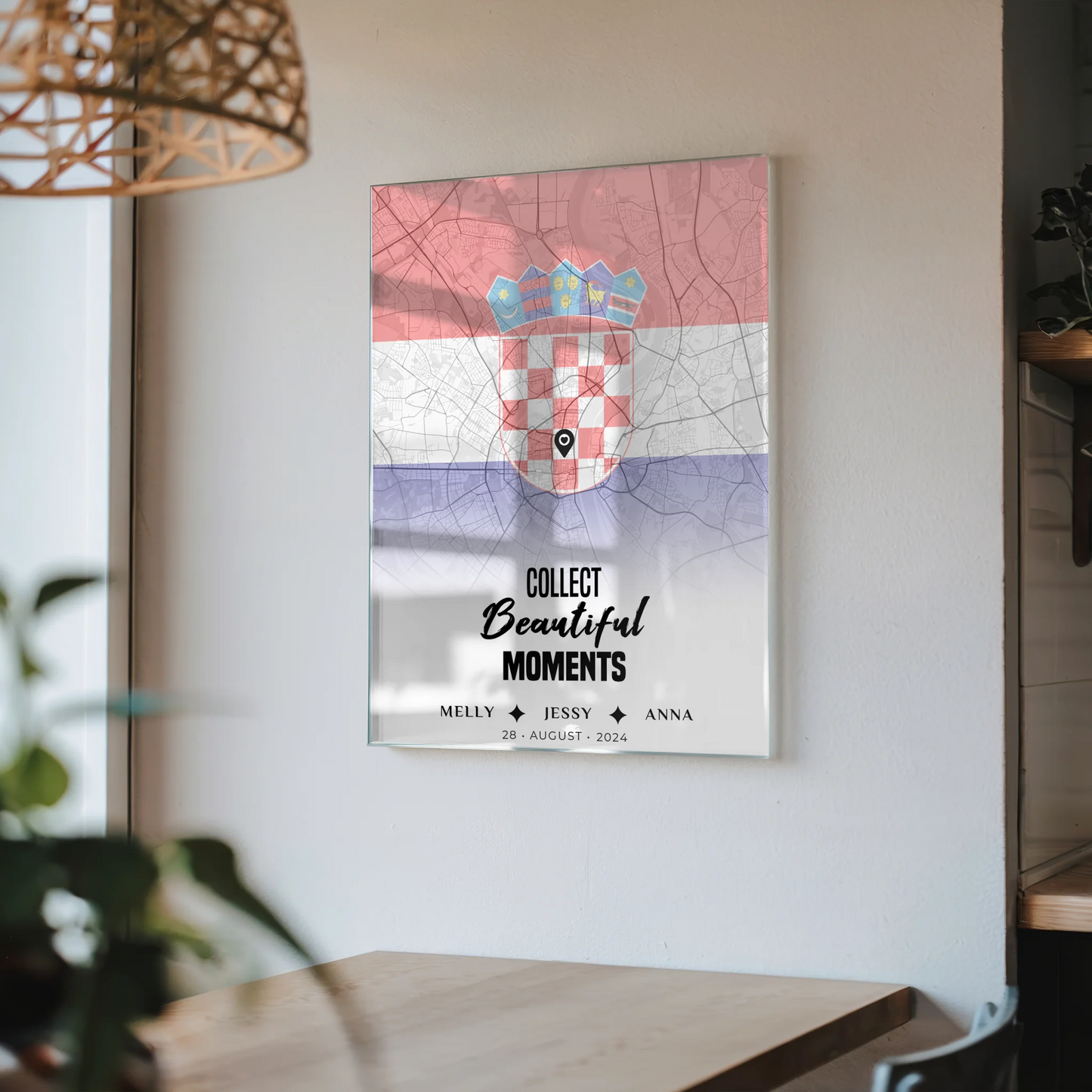 Personalisiertes Acrylglas Bild Freundinnen Stadtkarte Kroatien Urlaub