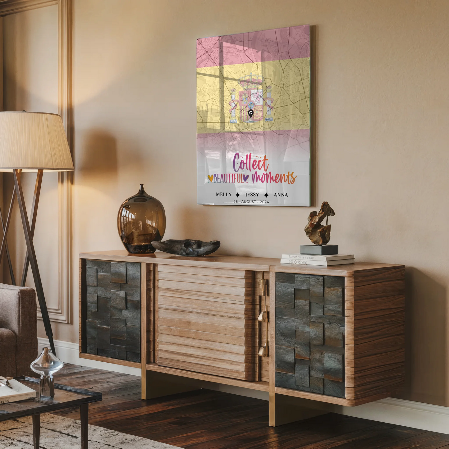 Personalisiertes Acrylglas Bild Schwester Stadtkarte Urlaub Spanien