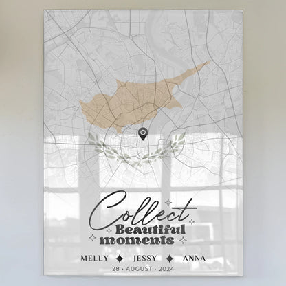 Personalisiertes Acrylglas Bild Freundinnen Stadtkarte Urlaub Zypern