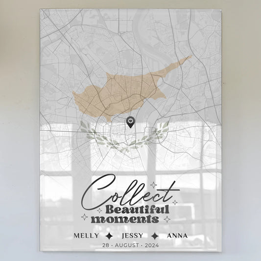 Personalisiertes Acrylglas Bild Freundinnen Stadtkarte Urlaub Zypern