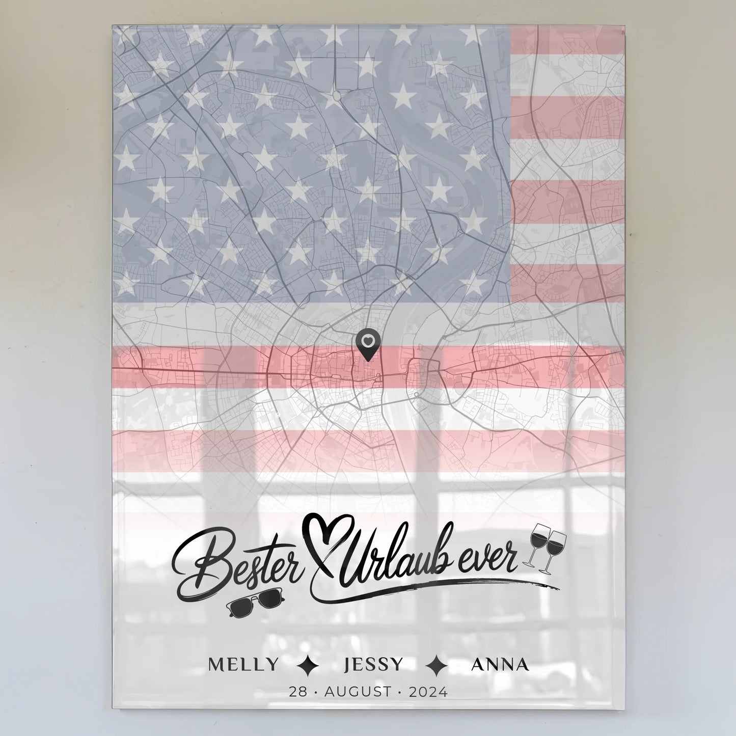 Personalisiertes Acrylglas Bild Schwester Stadtkarte USA Urlaub Ever