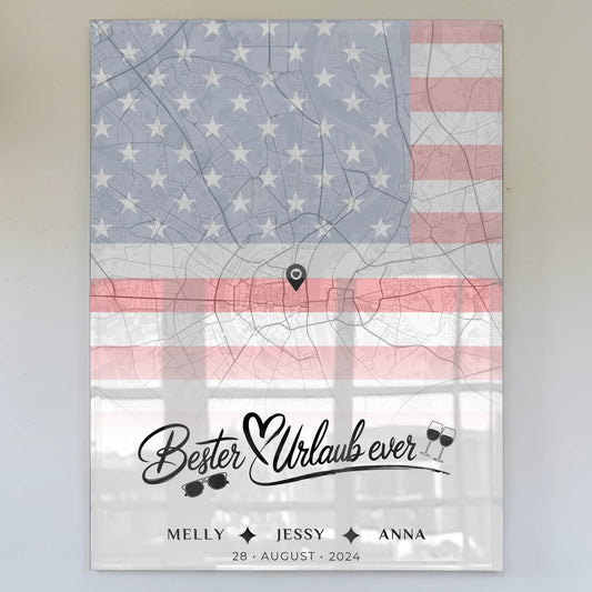 Personalisiertes Acrylglas Bild Schwester Stadtkarte USA Urlaub Ever