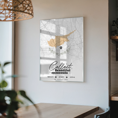 Personalisiertes Acrylglas Bild Freundinnen Stadtkarte Urlaub Zypern