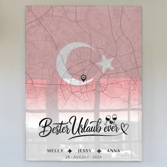Acrylglas Bild personalisiert Freundinnen Stadtkarte Türkei