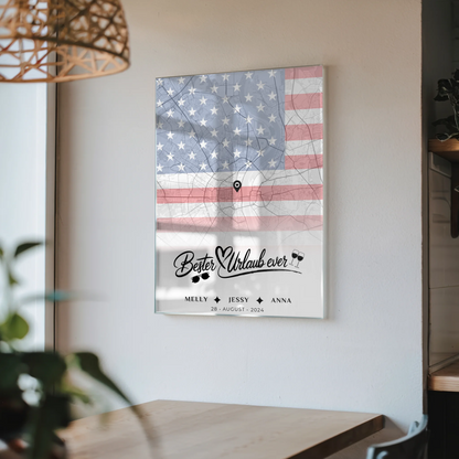 Personalisiertes Acrylglas Bild Schwester Stadtkarte USA Urlaub Ever