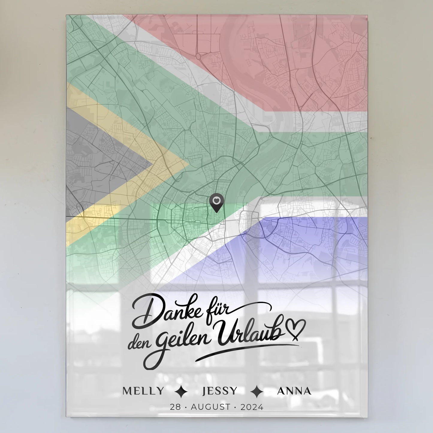 Personalisiertes Stadtkarte Acrylglas Bild Freundinnen Südafrika Urlaub