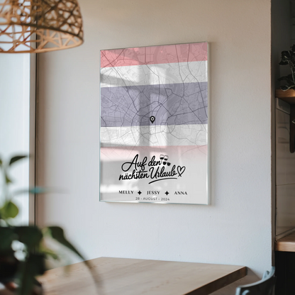 Personalisiertes Acrylglas Bild Schwester Stadtkarte Urlaub Thailand