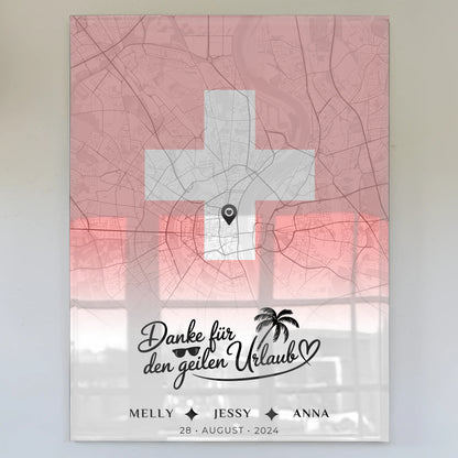 Personalisiertes Acrylglas Bild Schwester Stadtkarte Schweiz Urlaub