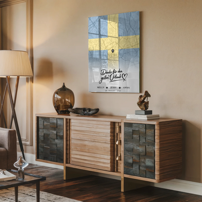 Personalisiertes Acrylglas Bild Freundinnen Stadtkarte Schweden Urlaub Danke