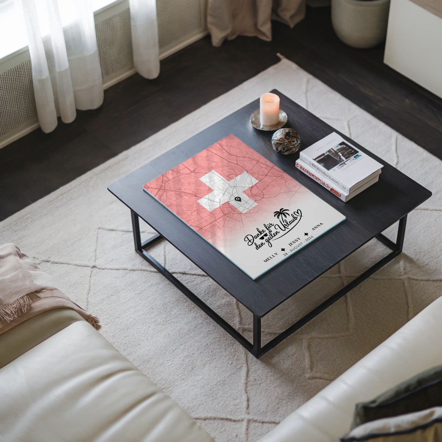 Personalisiertes Acrylglas Bild Schwester Stadtkarte Schweiz Urlaub