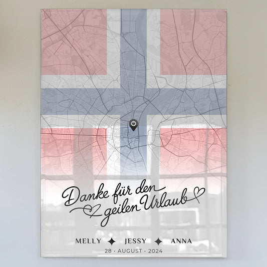 Personalisiertes Acrylglas Bild Schwester Stadtkarte Norwegen Urlaub