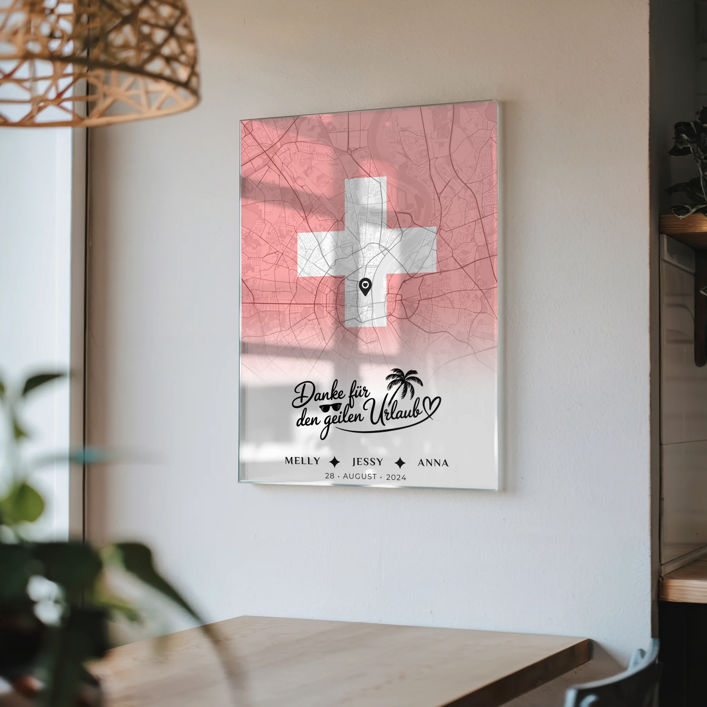 Personalisiertes Acrylglas Bild Schwester Stadtkarte Schweiz Urlaub