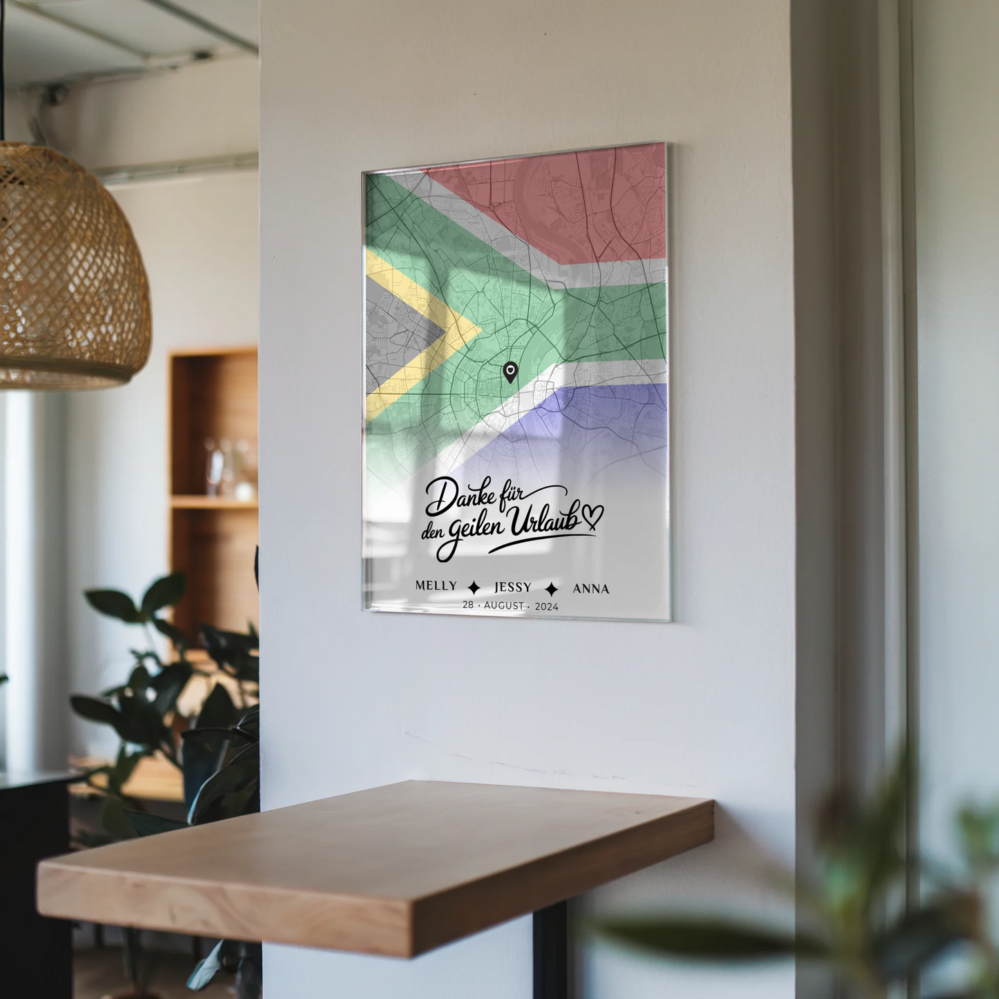 Personalisiertes Stadtkarte Acrylglas Bild Freundinnen Südafrika Urlaub