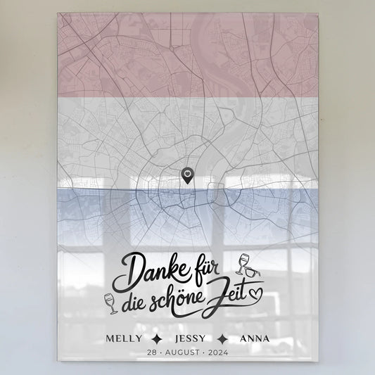 Acrylglas Bild Personalisiert Freundinnen Stadtkarte Niederlande Urlaub