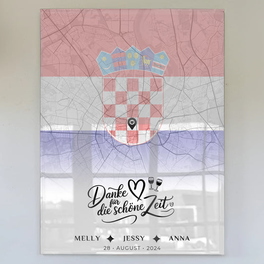 Personalisiertes Acrylglas Bild Schwester Stadtkarte Urlaub Kroatien Danke