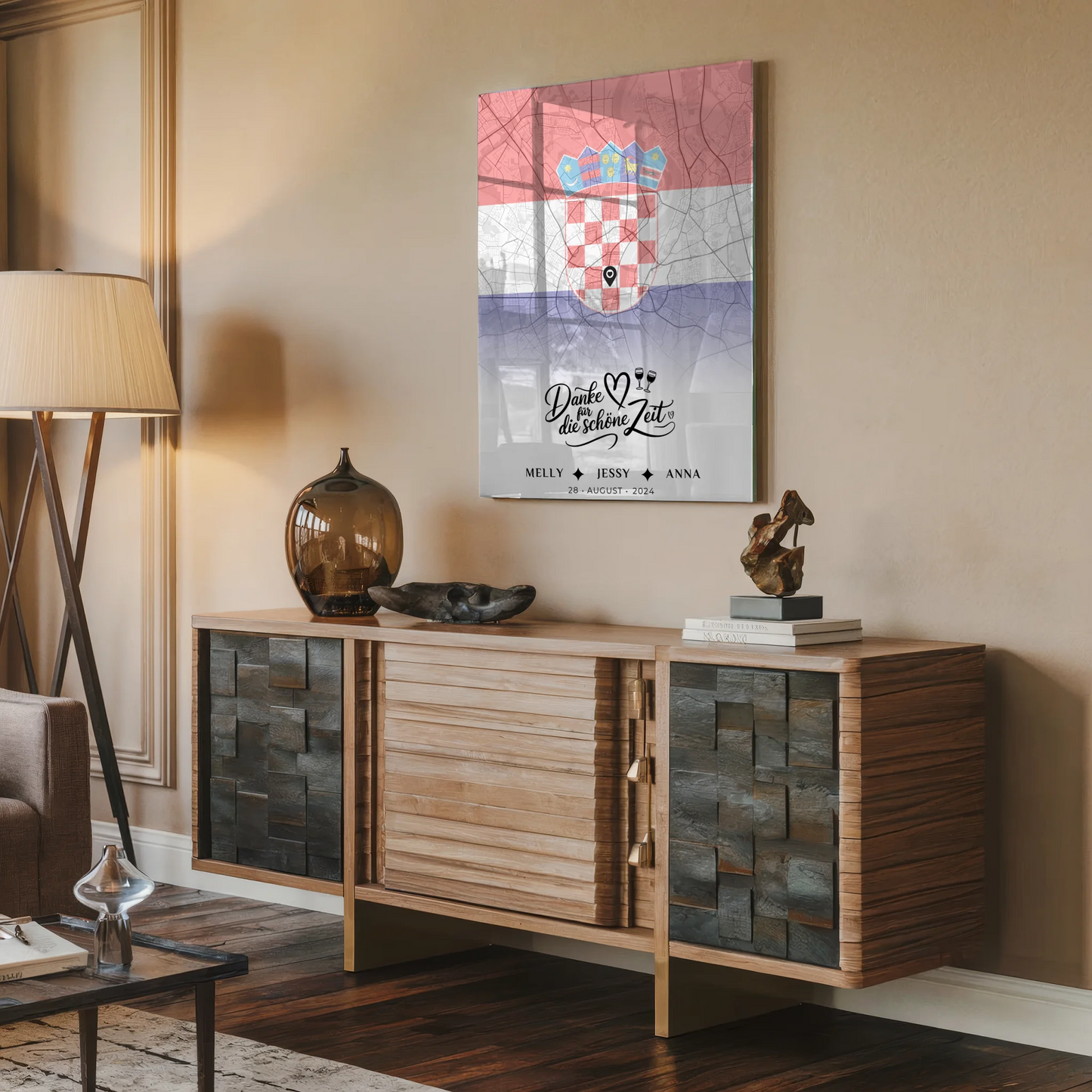 Personalisiertes Acrylglas Bild Schwester Stadtkarte Urlaub Kroatien Danke