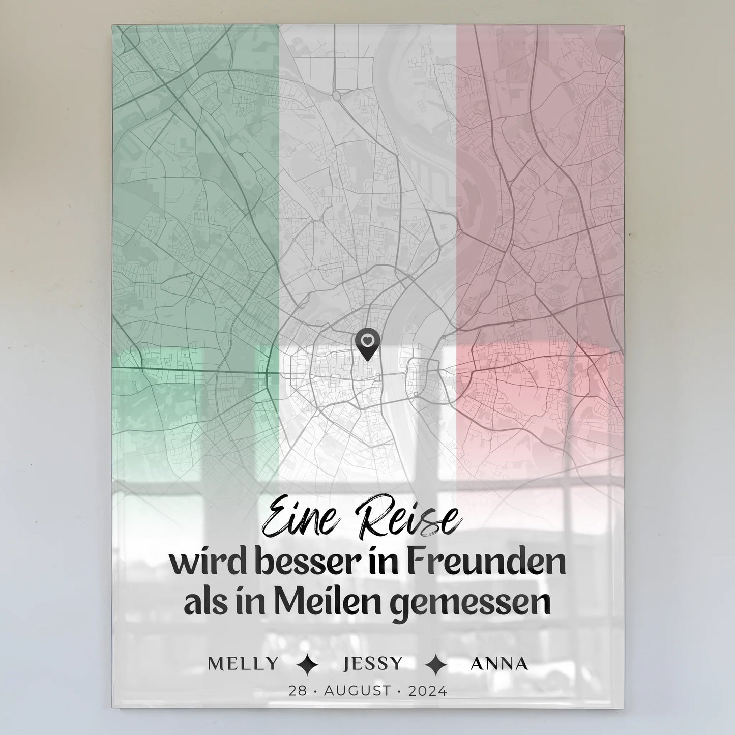 Personalisiertes Acrylglas Bild Freundinnen Stadtkarte Italien Urlaub