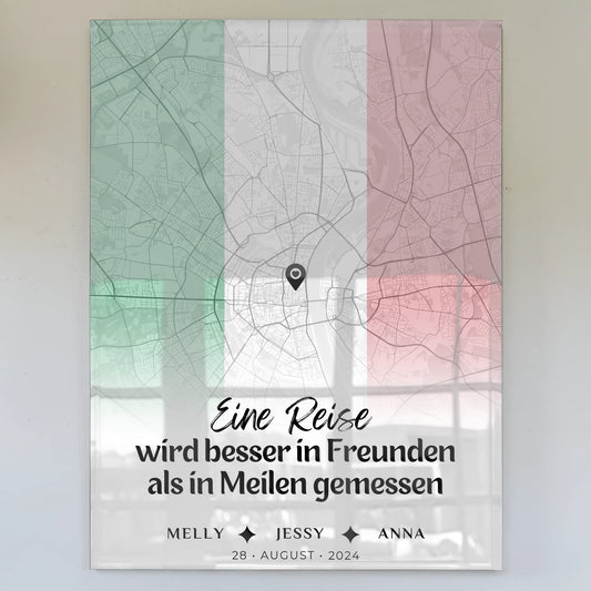 Personalisiertes Acrylglas Bild Freundinnen Stadtkarte Italien Urlaub