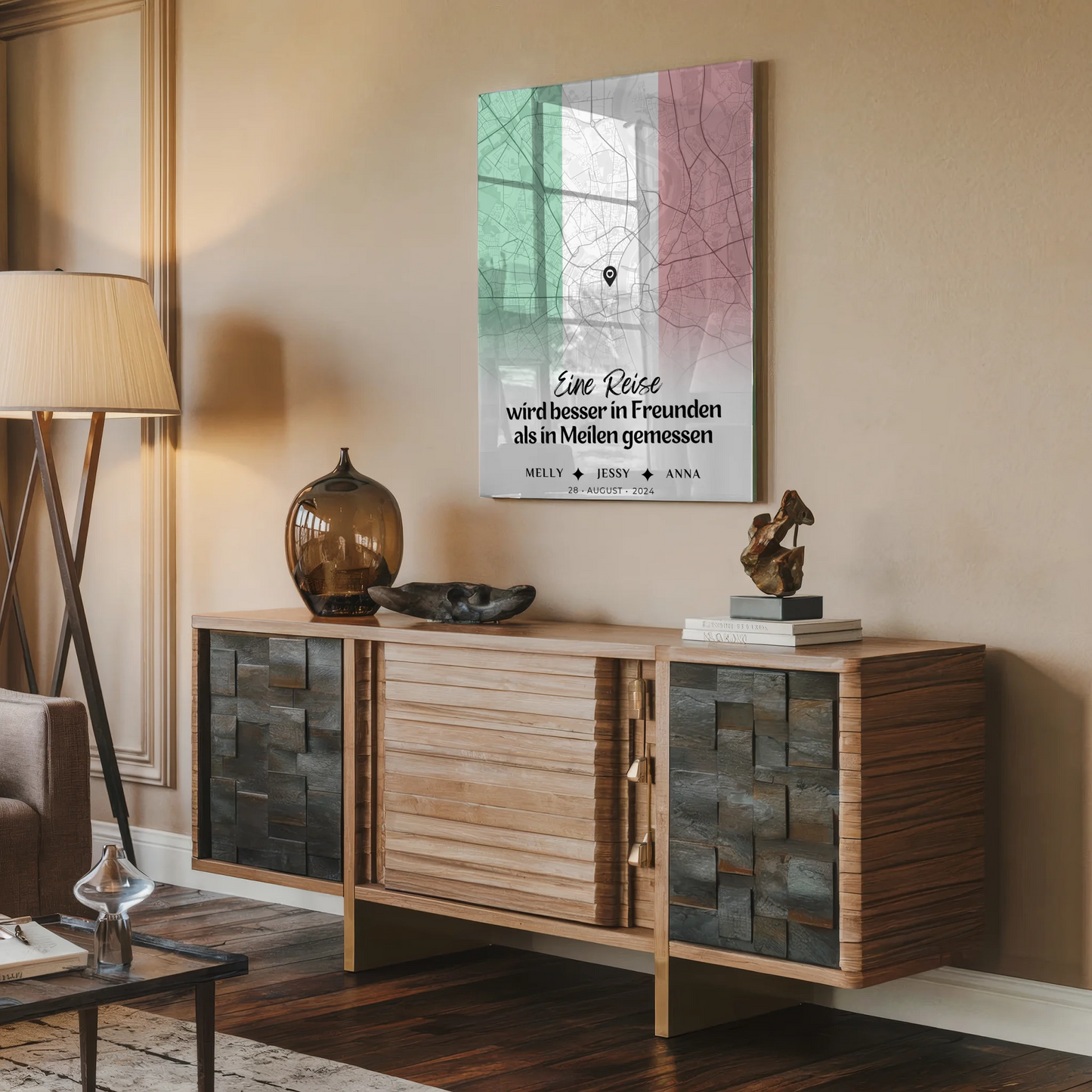 Personalisiertes Acrylglas Bild Freundinnen Stadtkarte Italien Urlaub