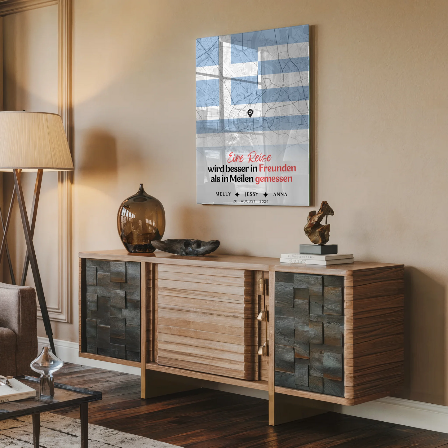 Personalisiertes Acrylglas Bild Schwester Stadtkarte Griechenland