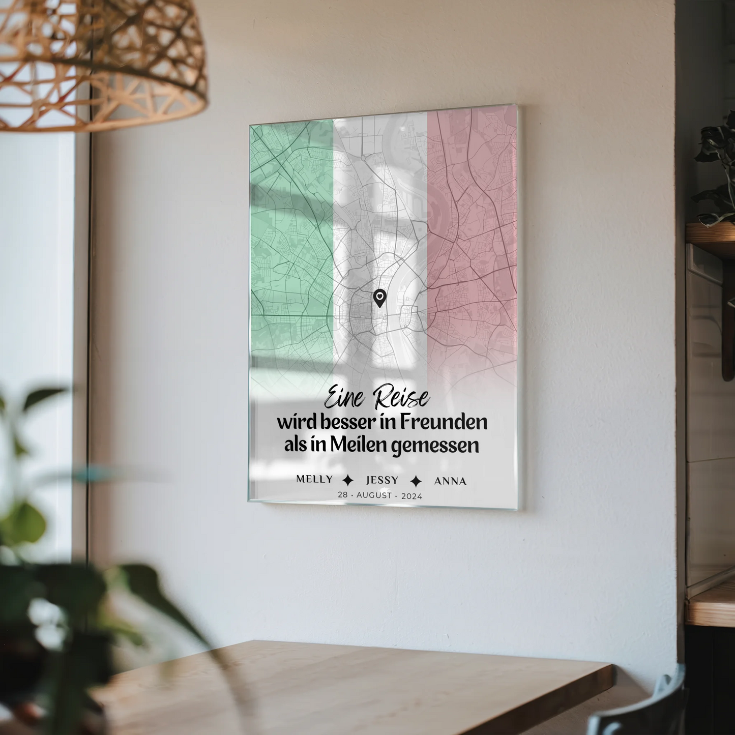 Personalisiertes Acrylglas Bild Freundinnen Stadtkarte Italien Urlaub