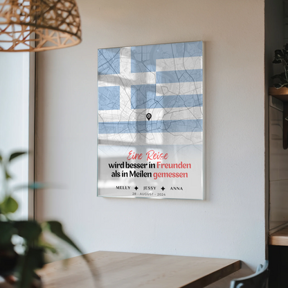 Personalisiertes Acrylglas Bild Schwester Stadtkarte Griechenland
