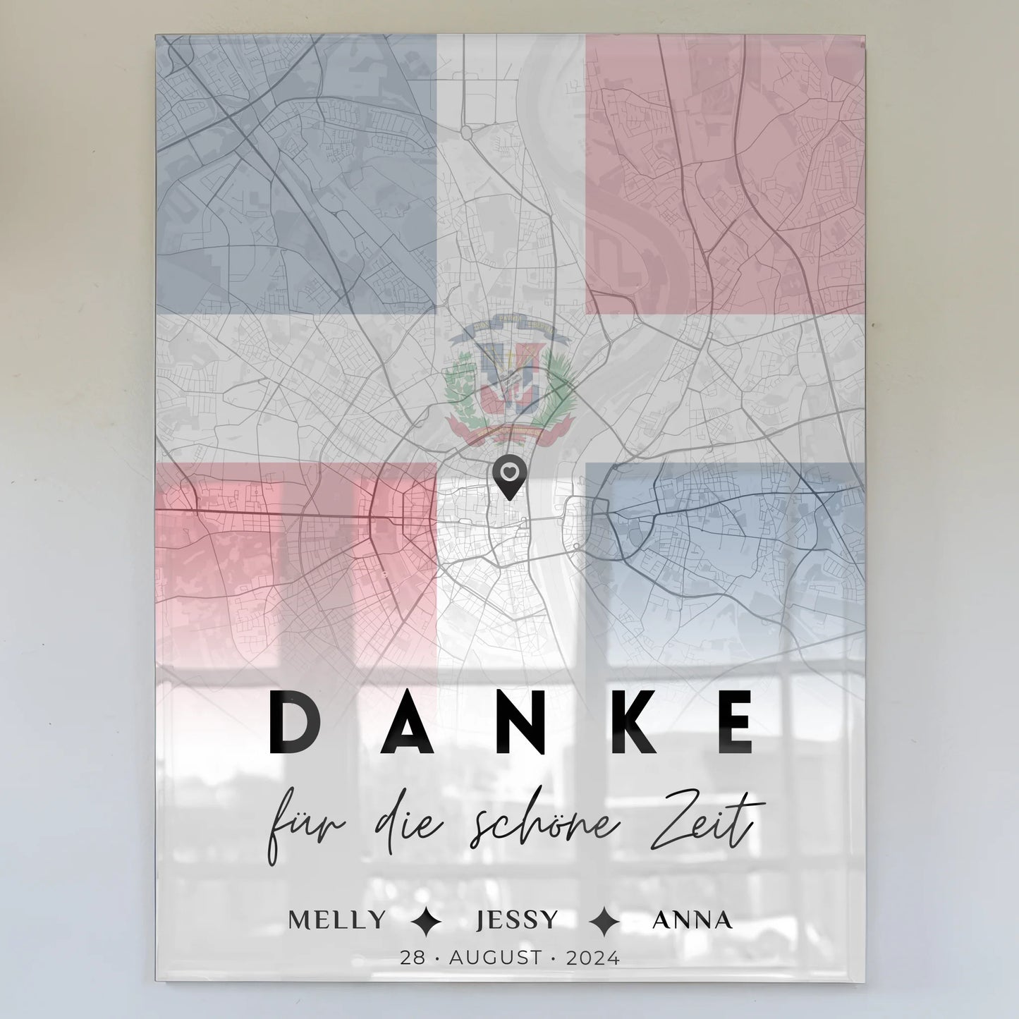 Personalisiertes Acrylglas Bild Schwester Stadtkarte Urlaub Dominikanische Republik