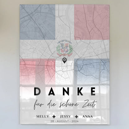 Personalisiertes Acrylglas Bild Schwester Stadtkarte Urlaub Dominikanische Republik
