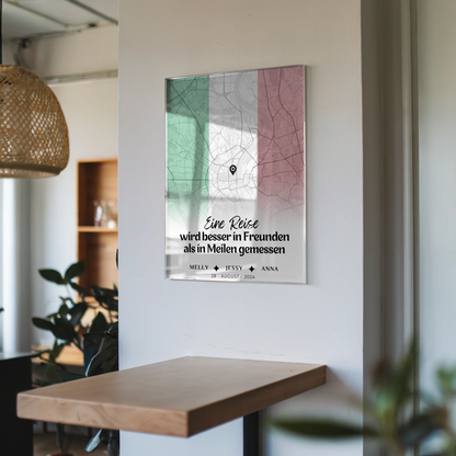 Personalisiertes Acrylglas Bild Freundinnen Stadtkarte Italien Urlaub