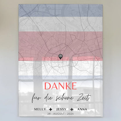 Personalisiertes Acrylglas Bild Freundinnen Stadtkarte Costa Rica Urlaub