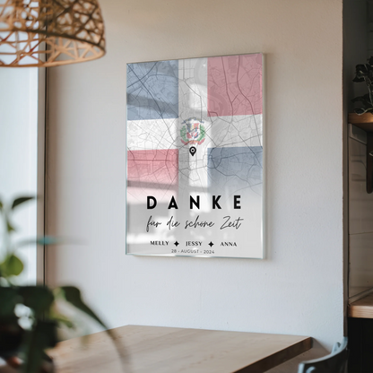 Personalisiertes Acrylglas Bild Schwester Stadtkarte Urlaub Dominikanische Republik