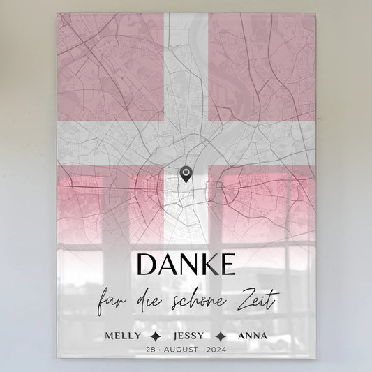 Personalisiertes Acrylglas Bild Schwester Stadtkarte Urlaub Dänemark Danke Für Die Schöne Zeit