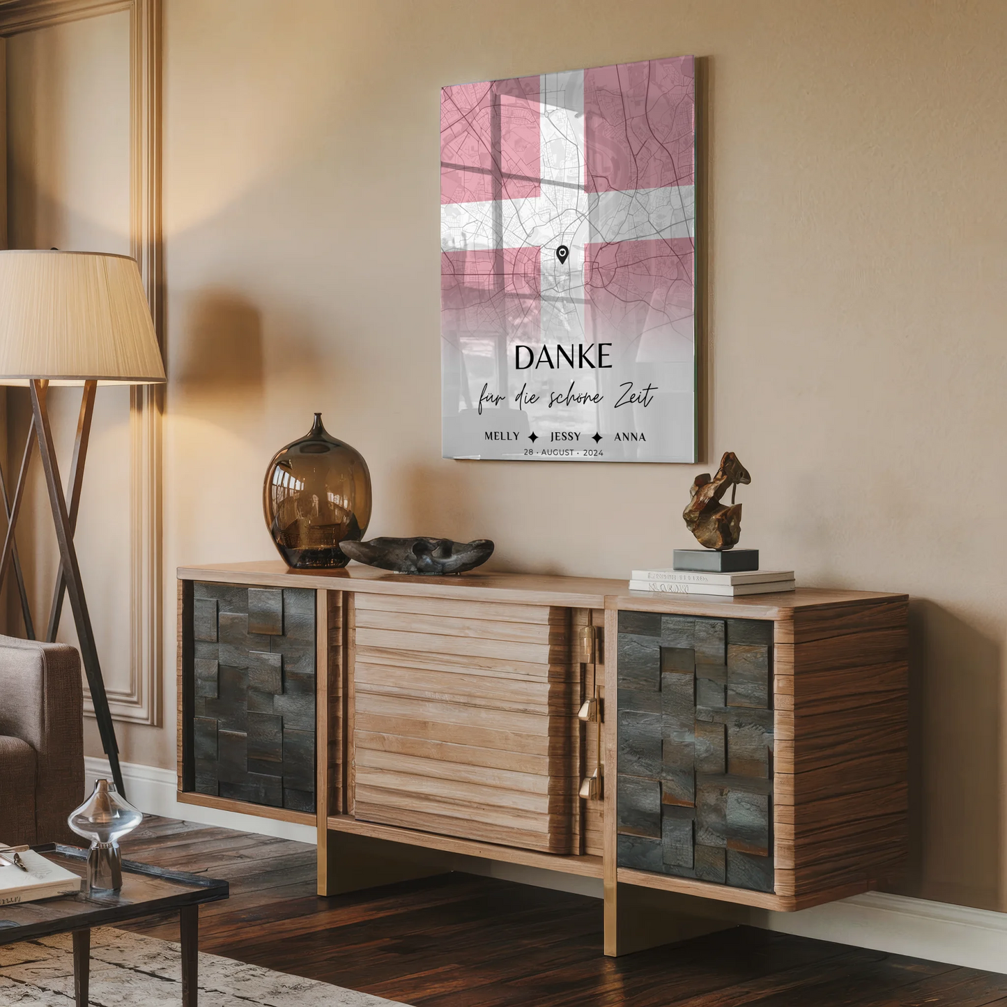 Personalisiertes Acrylglas Bild Schwester Stadtkarte Urlaub Dänemark Danke Für Die Schöne Zeit