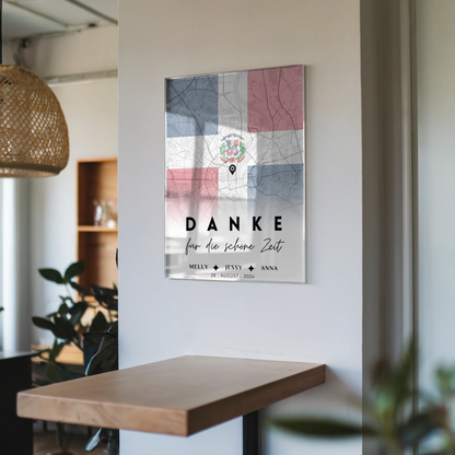 Personalisiertes Acrylglas Bild Schwester Stadtkarte Urlaub Dominikanische Republik