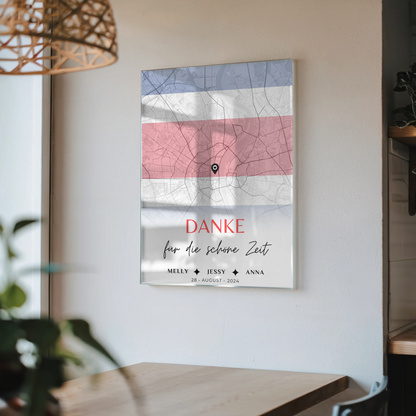 Personalisiertes Acrylglas Bild Freundinnen Stadtkarte Costa Rica Urlaub