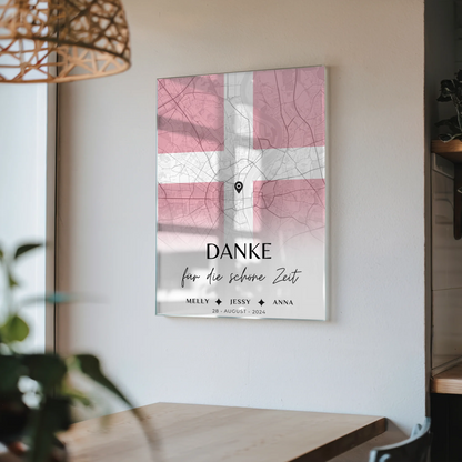 Personalisiertes Acrylglas Bild Schwester Stadtkarte Urlaub Dänemark Danke Für Die Schöne Zeit