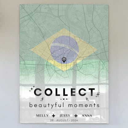 Personalisiertes Acrylglas Bild Schwester Stadtkarte Brasilien Urlaub