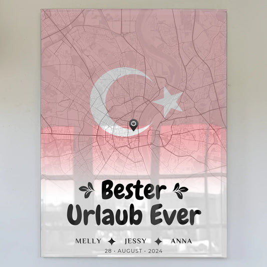 Personalisiertes Acrylglas Bild Freundinnen Stadtkarte Urlaub Türkei Bester Urlaub Ever