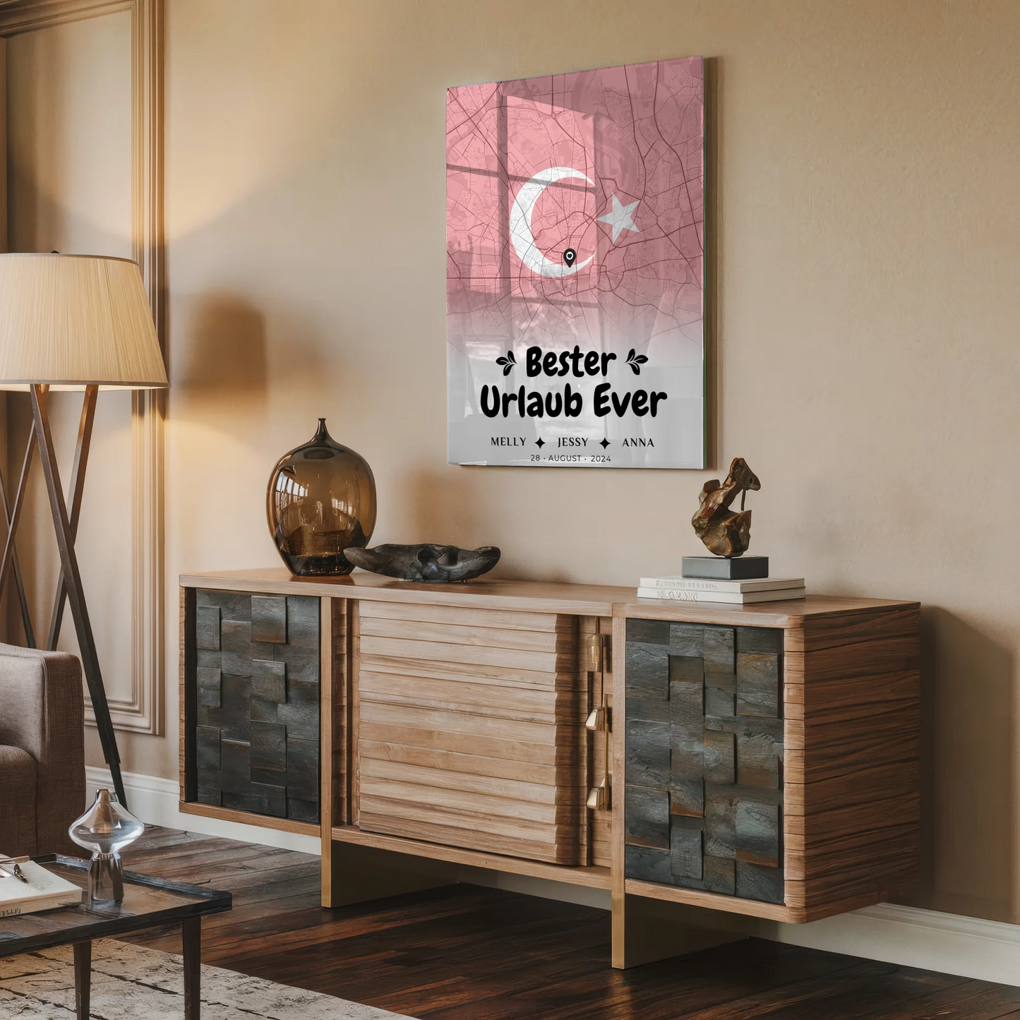Personalisiertes Acrylglas Bild Freundinnen Stadtkarte Urlaub Türkei Bester Urlaub Ever