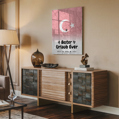 Personalisiertes Acrylglas Bild Freundinnen Stadtkarte Urlaub Türkei Bester Urlaub Ever