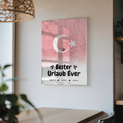 Personalisiertes Acrylglas Bild Freundinnen Stadtkarte Urlaub Türkei Bester Urlaub Ever
