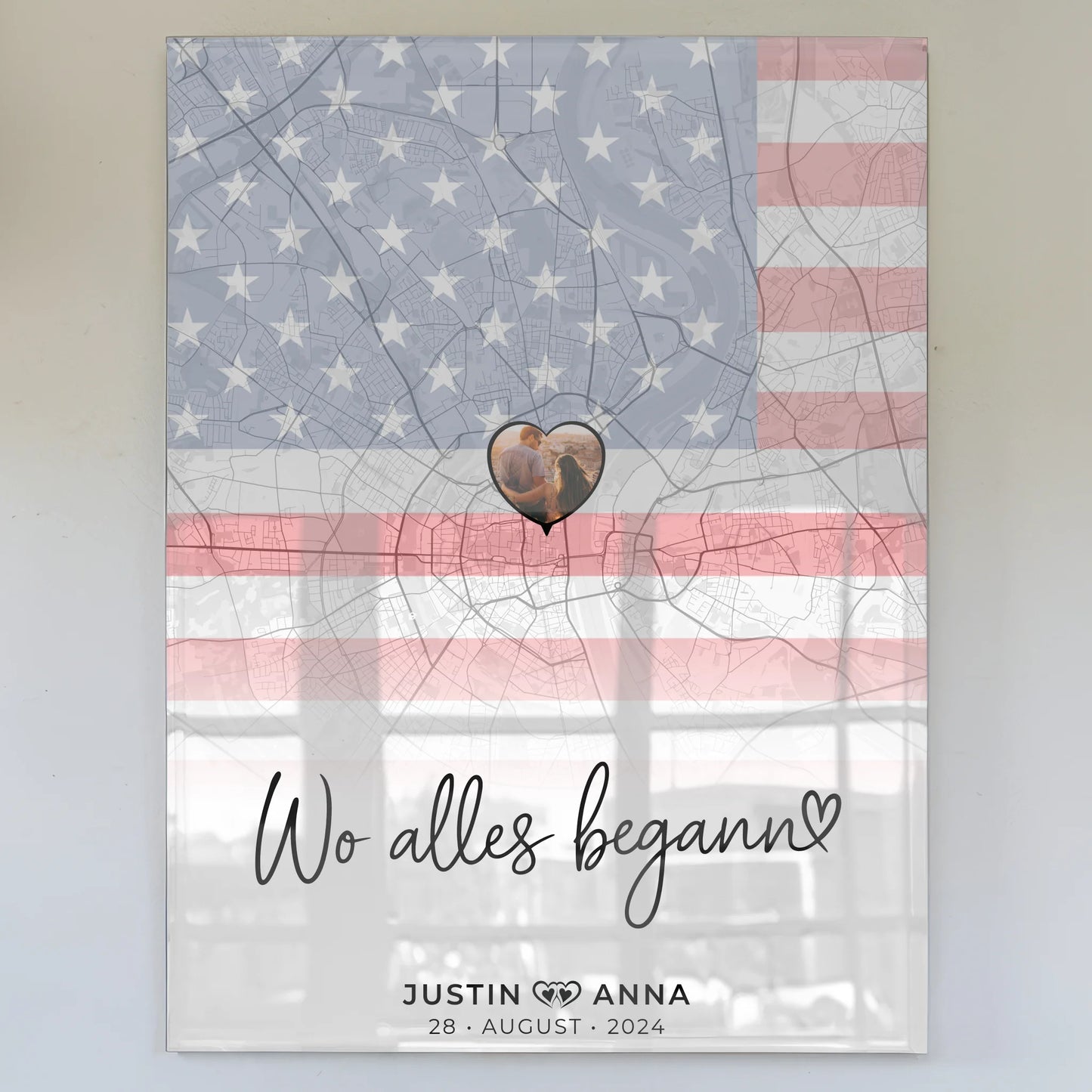 Personalisiertes Acrylglas Bild Paare Stadtkarte USA Wo Alles Begann