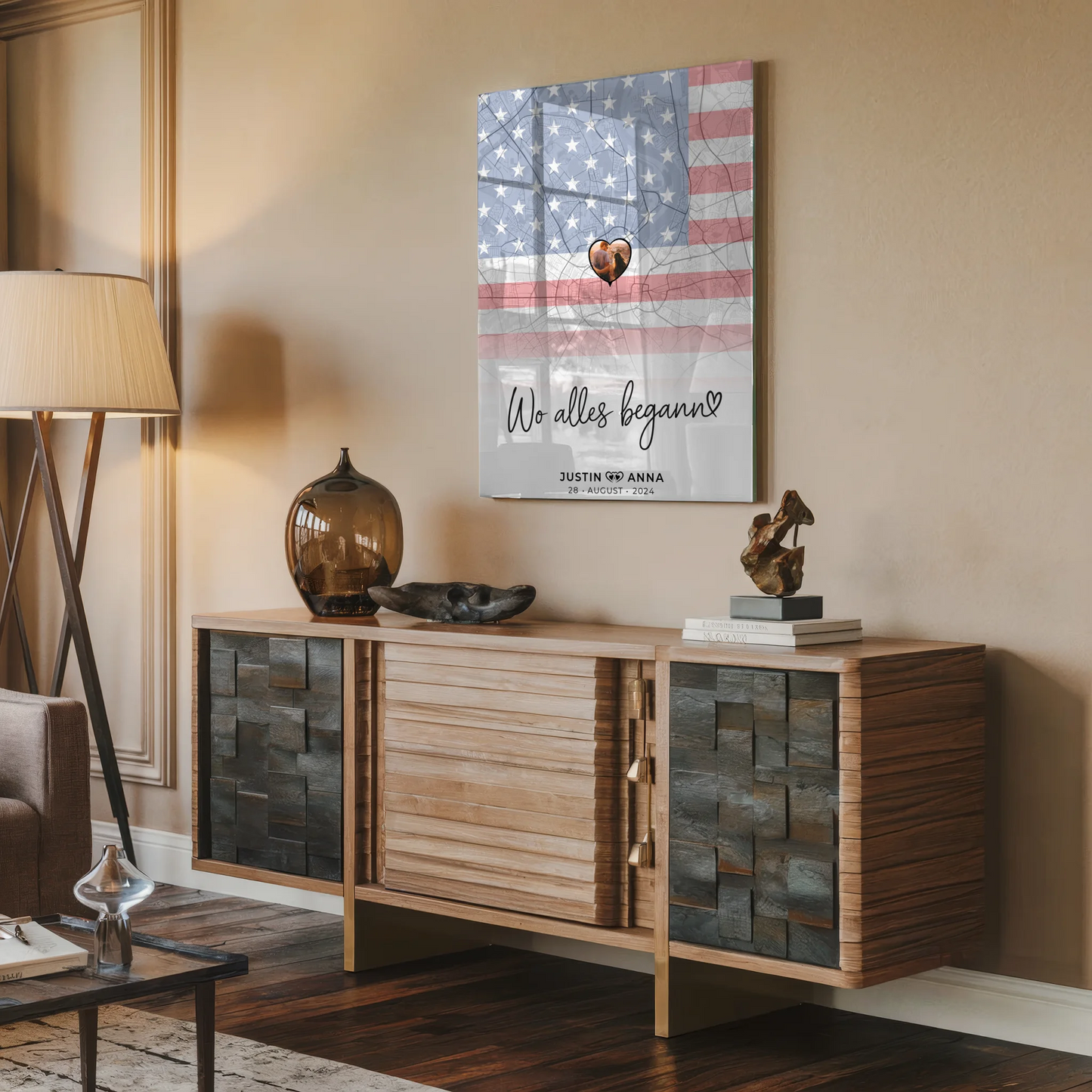 Personalisiertes Acrylglas Bild Paare Stadtkarte USA Wo Alles Begann