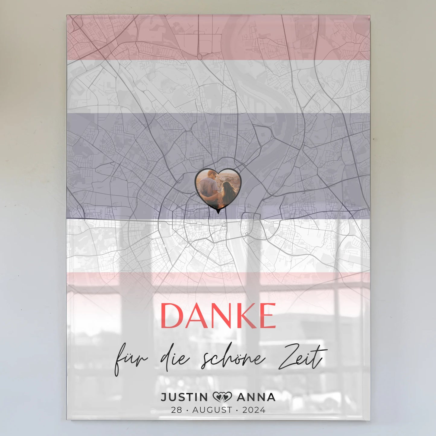 Personalisiertes Acrylglas Bild Paare Stadtkarte Thailand Urlaub