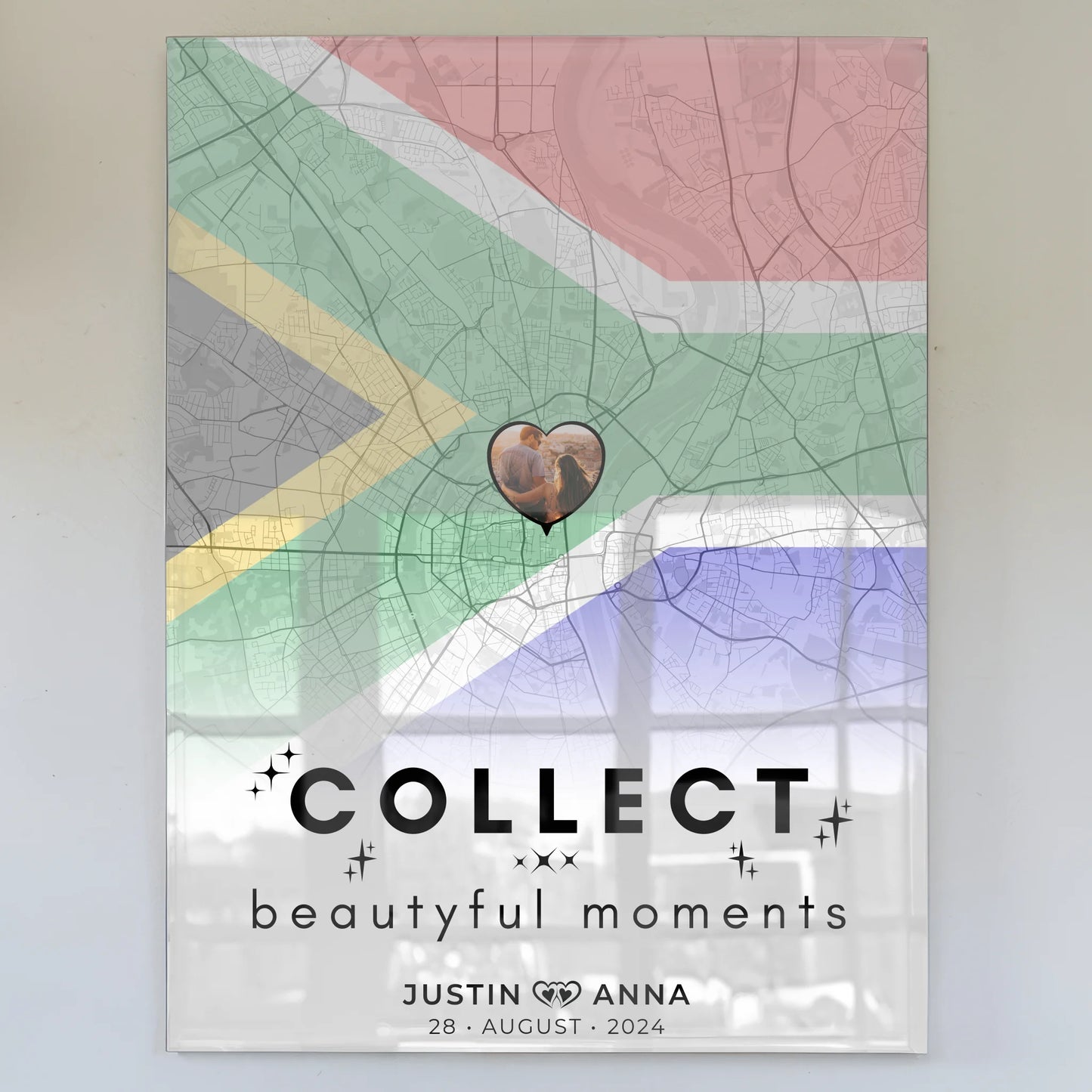 Personalisiertes Acrylglas Bilder für Paare Stadtkarte Südafrika