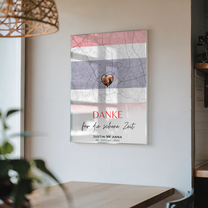 Personalisiertes Acrylglas Bild Paare Stadtkarte Thailand Urlaub