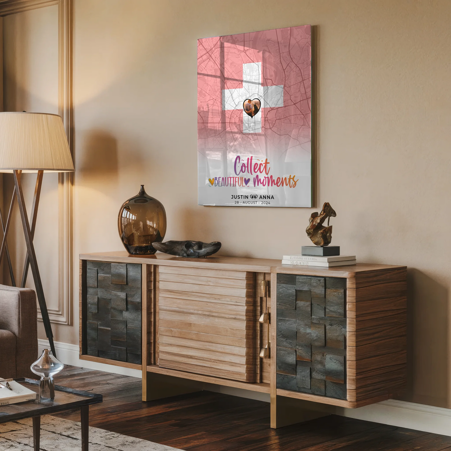 Personalisiertes Acrylglas Bild Paare Stadtkarte Schweiz Collect Beautyful Moments