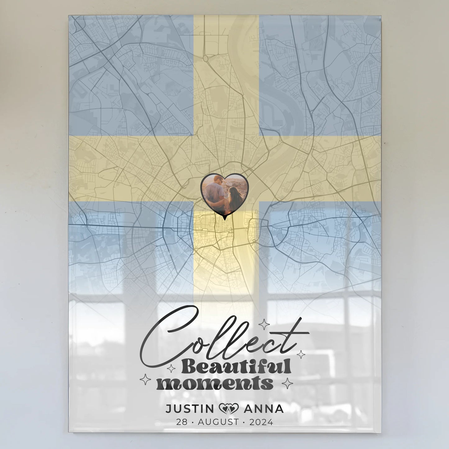 Personalisiertes Acrylglas Bild Paare Stadtkarte Schweden Foto