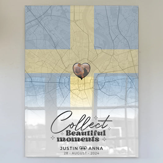 Personalisiertes Acrylglas Bild Paare Stadtkarte Schweden Foto