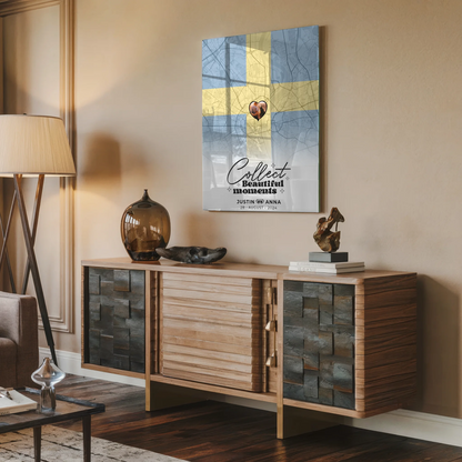 Personalisiertes Acrylglas Bild Paare Stadtkarte Schweden Foto